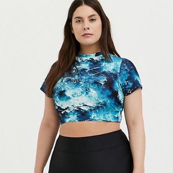 TORRID Blue Ocean swim top rash guard, 4X. - Picture 3 of 10
